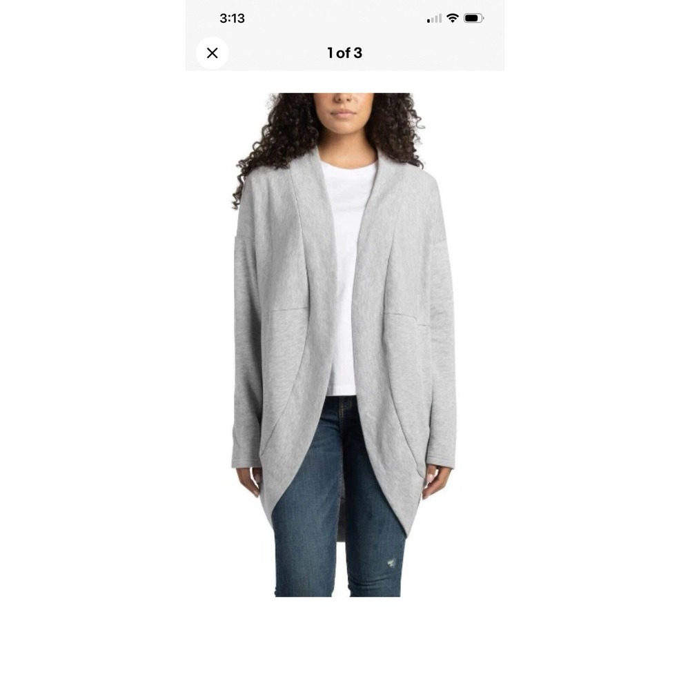 Ecothreads Ladies' Fleece Cardigan, Gray, Small